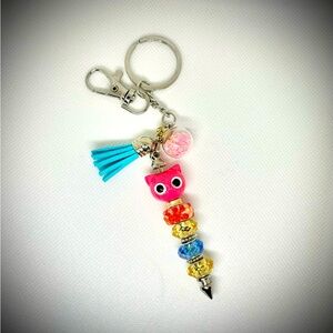 Colorful Handmade Owl Keychain
